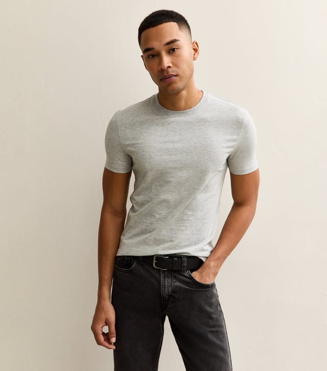 New Look Men's Grey Marl Muscle Fit T-Shirt New Look - 2