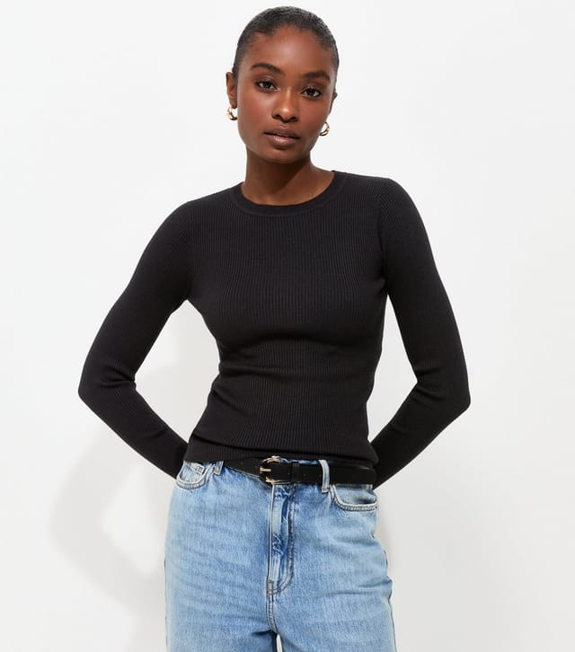 New Look Women's Black Ribbed Lightweight Crew Neck Jumper New Look - 2