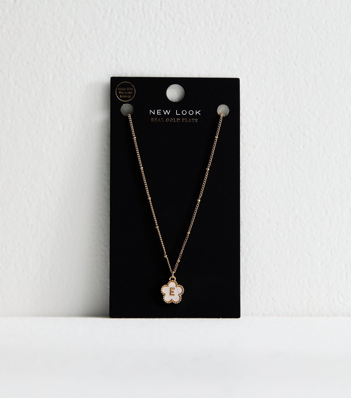 New Look 18ct Gold Plated Initial E Flower Necklace New Look - 3