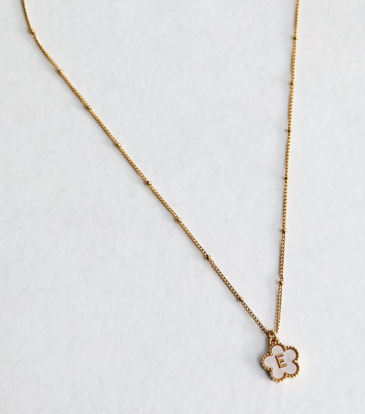 New Look 18ct Gold Plated Initial E Flower Necklace New Look - 4