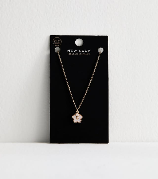 New Look 18ct Gold Plated Initial C Flower Necklace New Look - 3