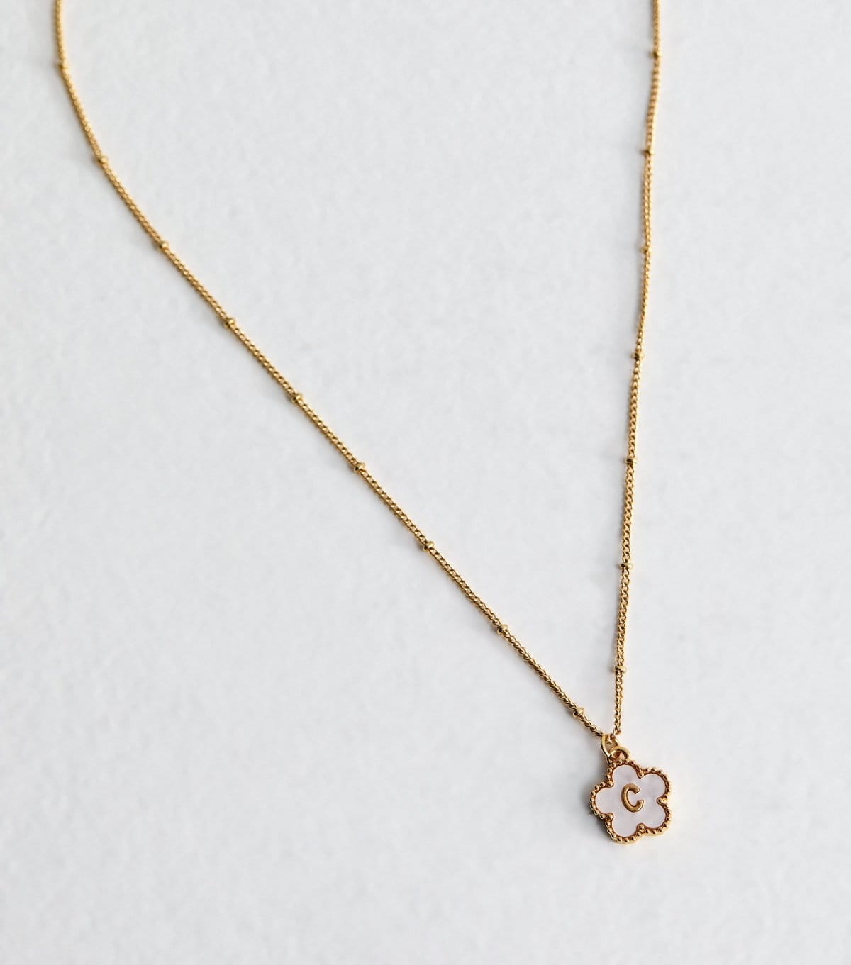 New Look 18ct Gold Plated Initial C Flower Necklace New Look - 4