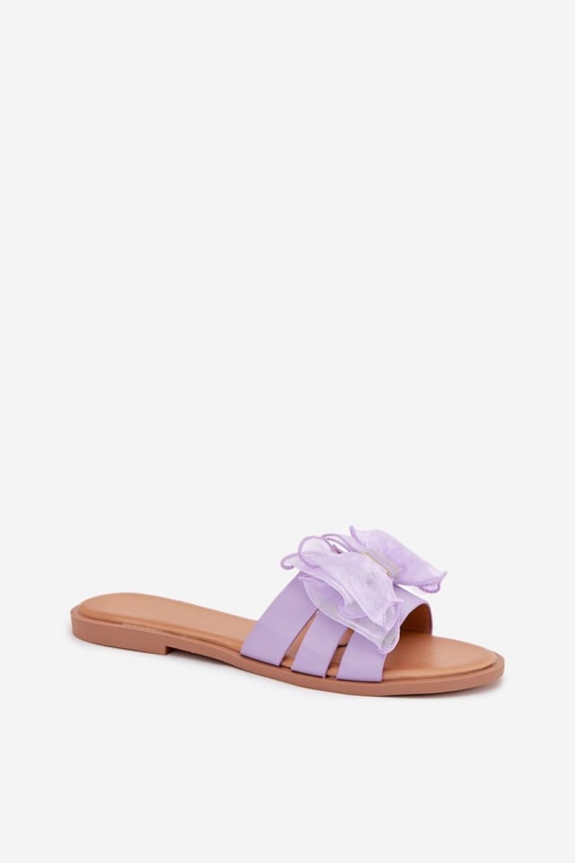 Love Lace Love Lace Women's Flat Heel Tulle Bow Sandals for Everyday Summer Wear Style in Violet - 2