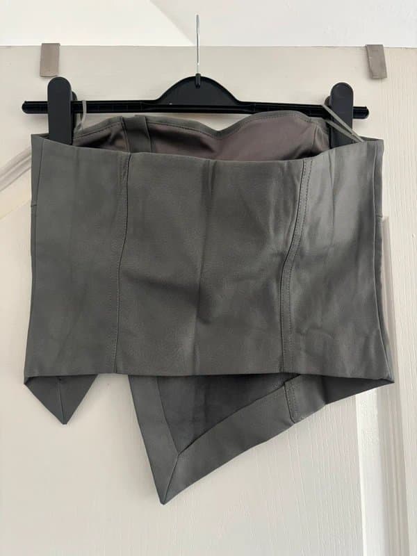 Bershka Bershka faux leather grey zip up corset top