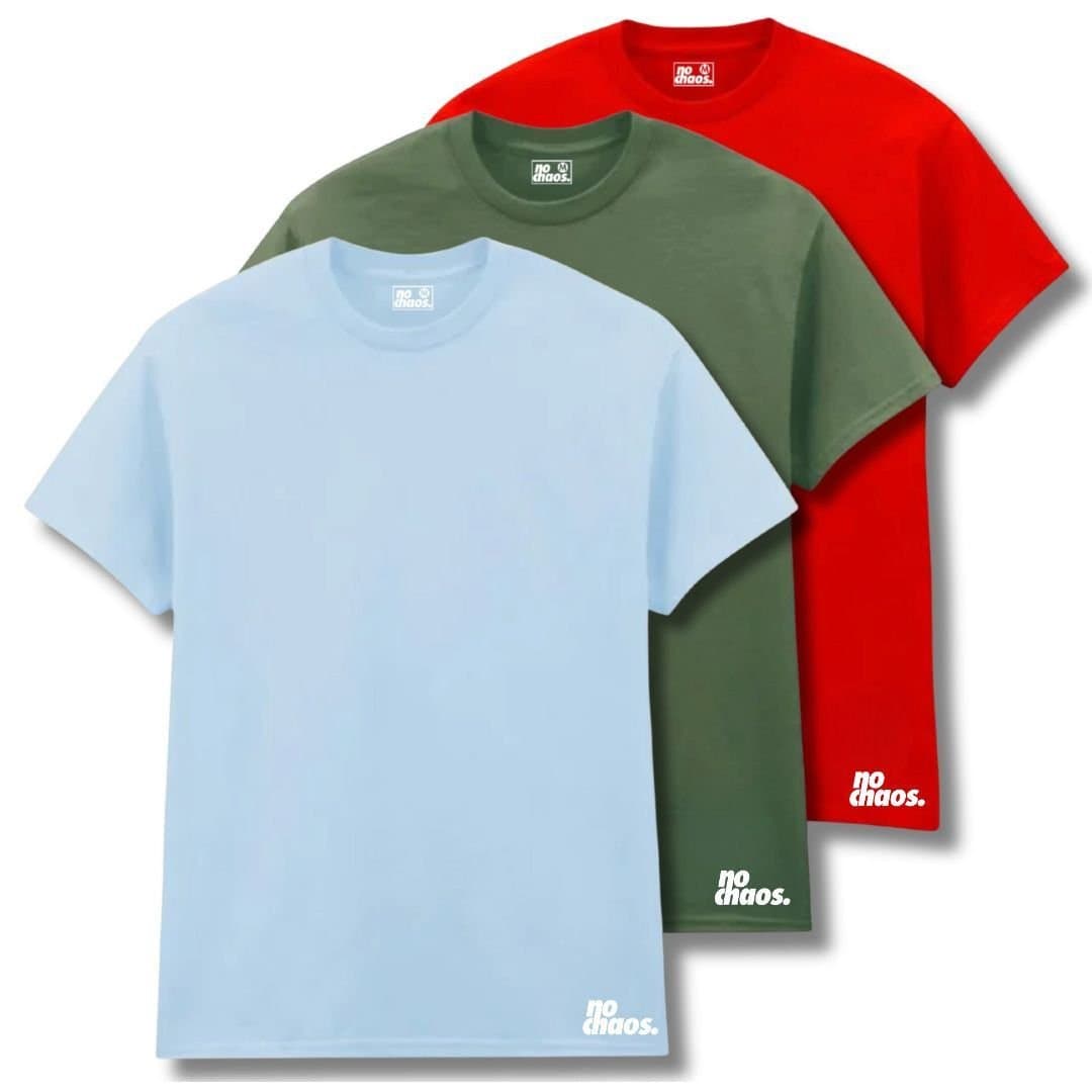 No Chaos No Chaos Men's Logo 3 Pack T-Shirts - Blue/Green/Red