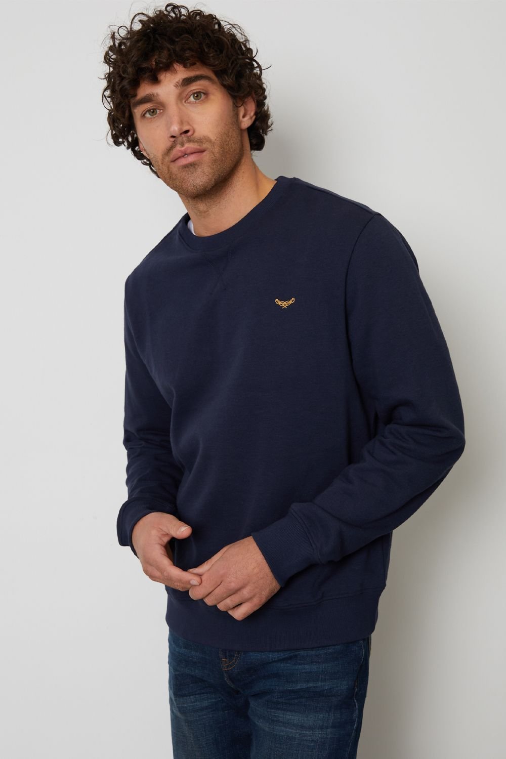 Threadbare Threadbare Men's Cotton Blend 'Satsuma' Crew Neck Sweatshirt in Navy - 2