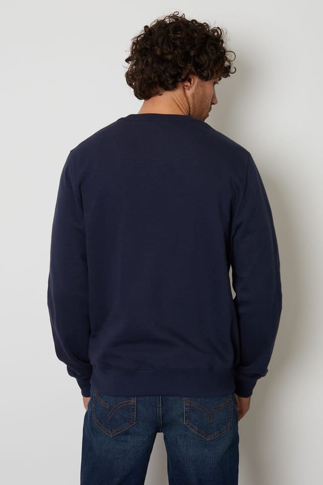 Threadbare Threadbare Men's Cotton Blend 'Satsuma' Crew Neck Sweatshirt in Navy - 2
