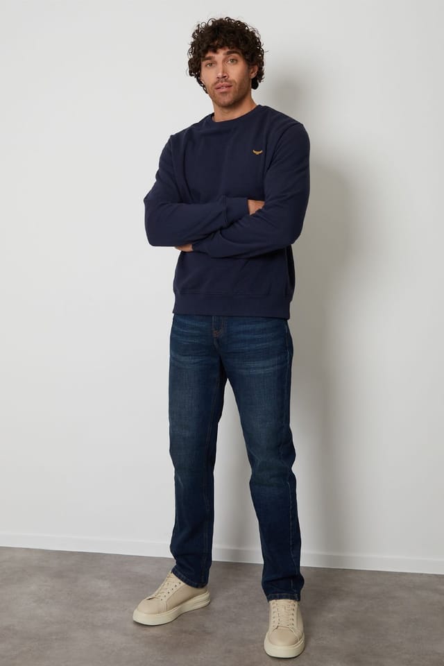 Threadbare Threadbare Men's Cotton Blend 'Satsuma' Crew Neck Sweatshirt in Navy - 3