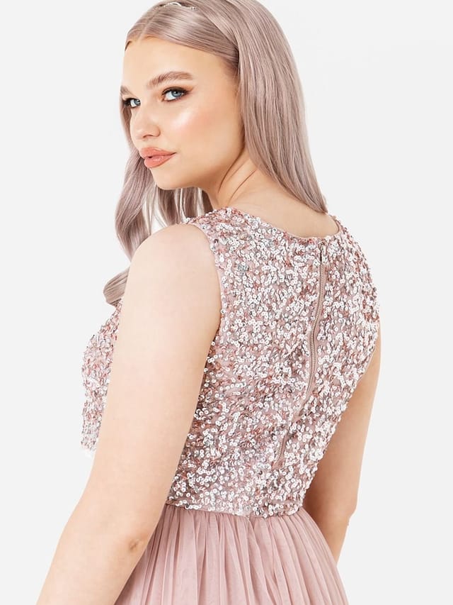 Maya Deluxe Maya Deluxe Women's Embellished Midaxi Dress in Light Pink - 2