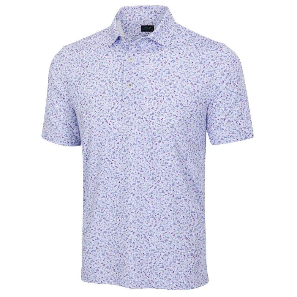 Greg Norman Greg Norman Men's Tee Time Getaway Golf Polo Shirt in Light Blue - 2