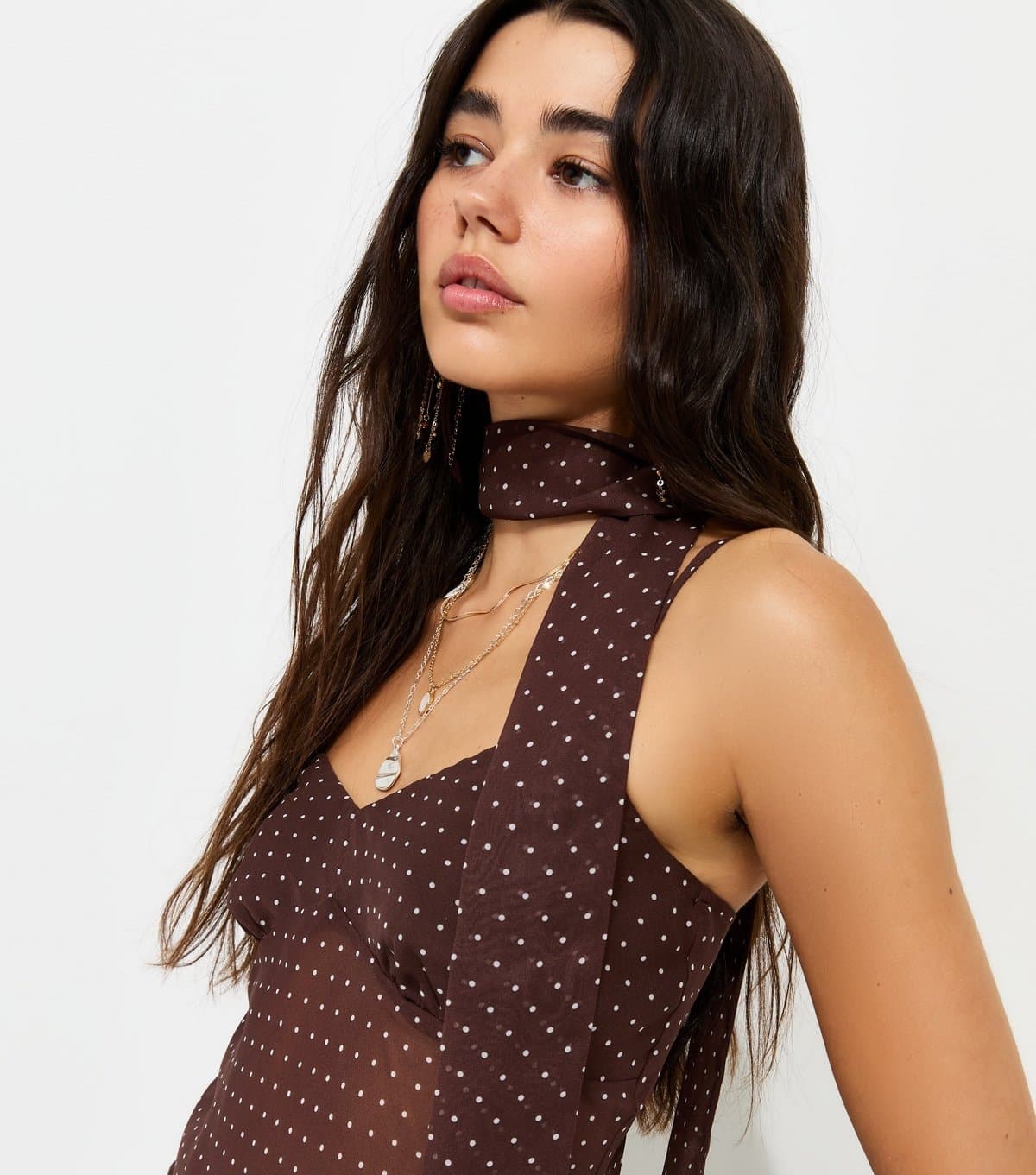 New Look New Look Brown Spot Print Cami Top
