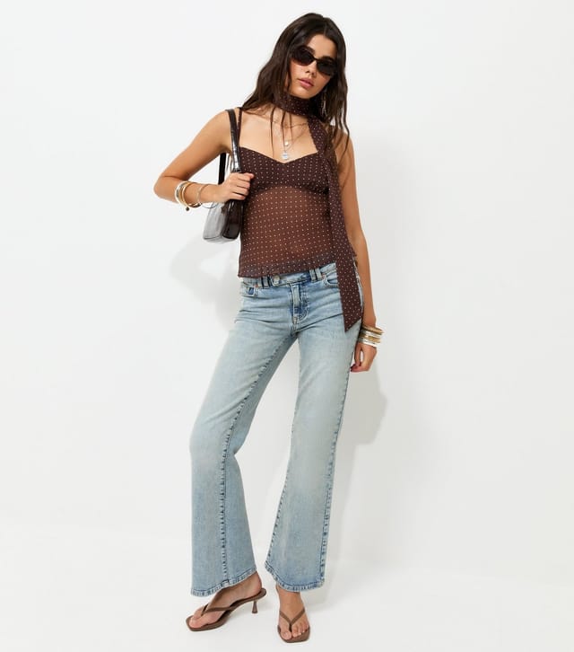 New Look Women's Brown Semi Sheer Spot Print Scarf Cami Top New Look - 3