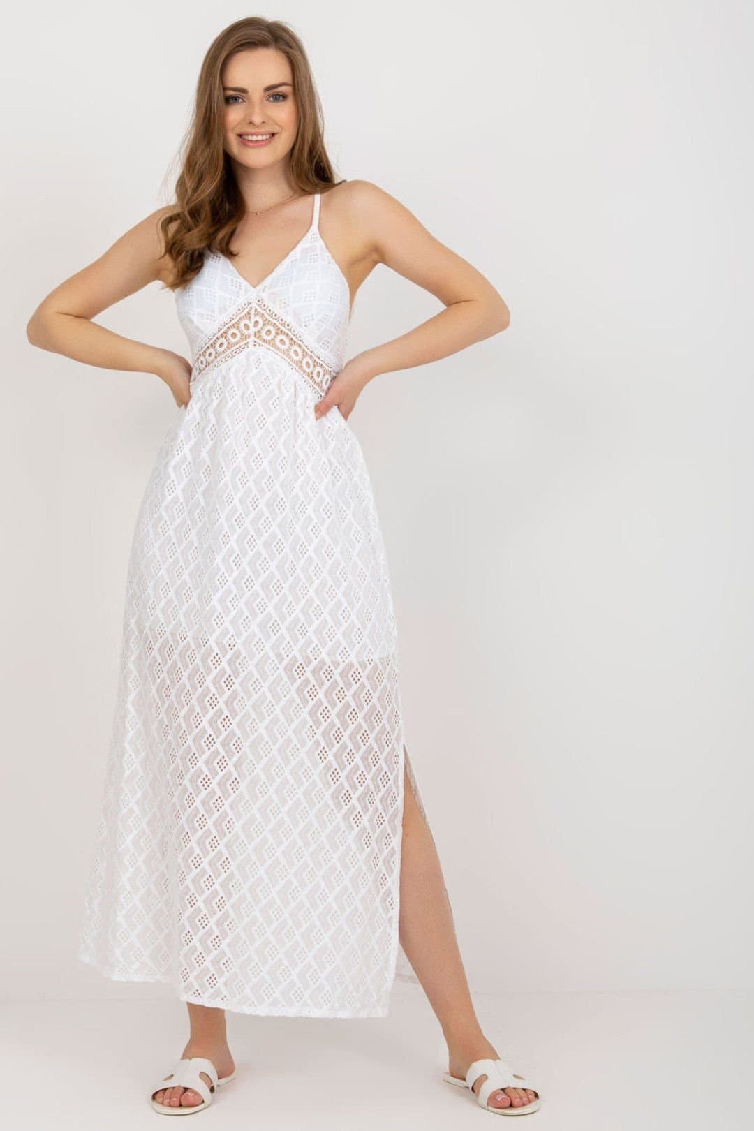 Love Lace Love Lace Women's Ochre Strapless Openwork Sweetheart Dress in White