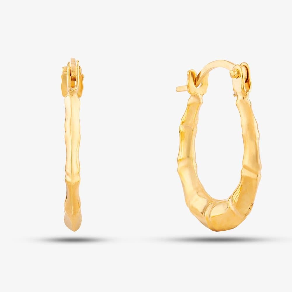 T.H.Baker T.H.Baker Women's 9ct Yellow Gold Small Patterned Oval Hoop Earrings UER127Y