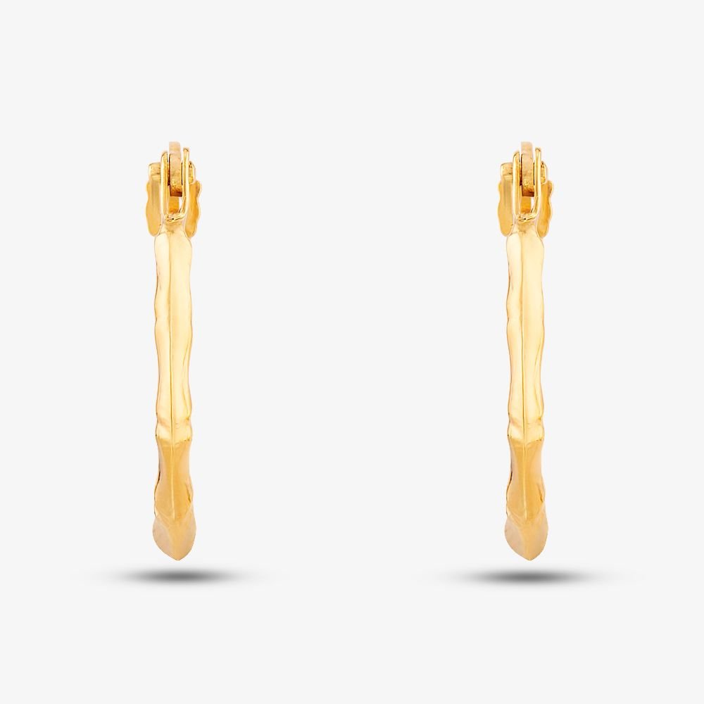 T.H.Baker T.H.Baker Women's 9ct Yellow Gold Small Patterned Oval Hoop Earrings UER127Y - 2