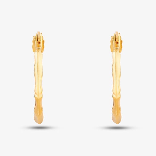 T.H.Baker T.H.Baker Women's 9ct Yellow Gold Small Patterned Oval Hoop Earrings UER127Y - 2