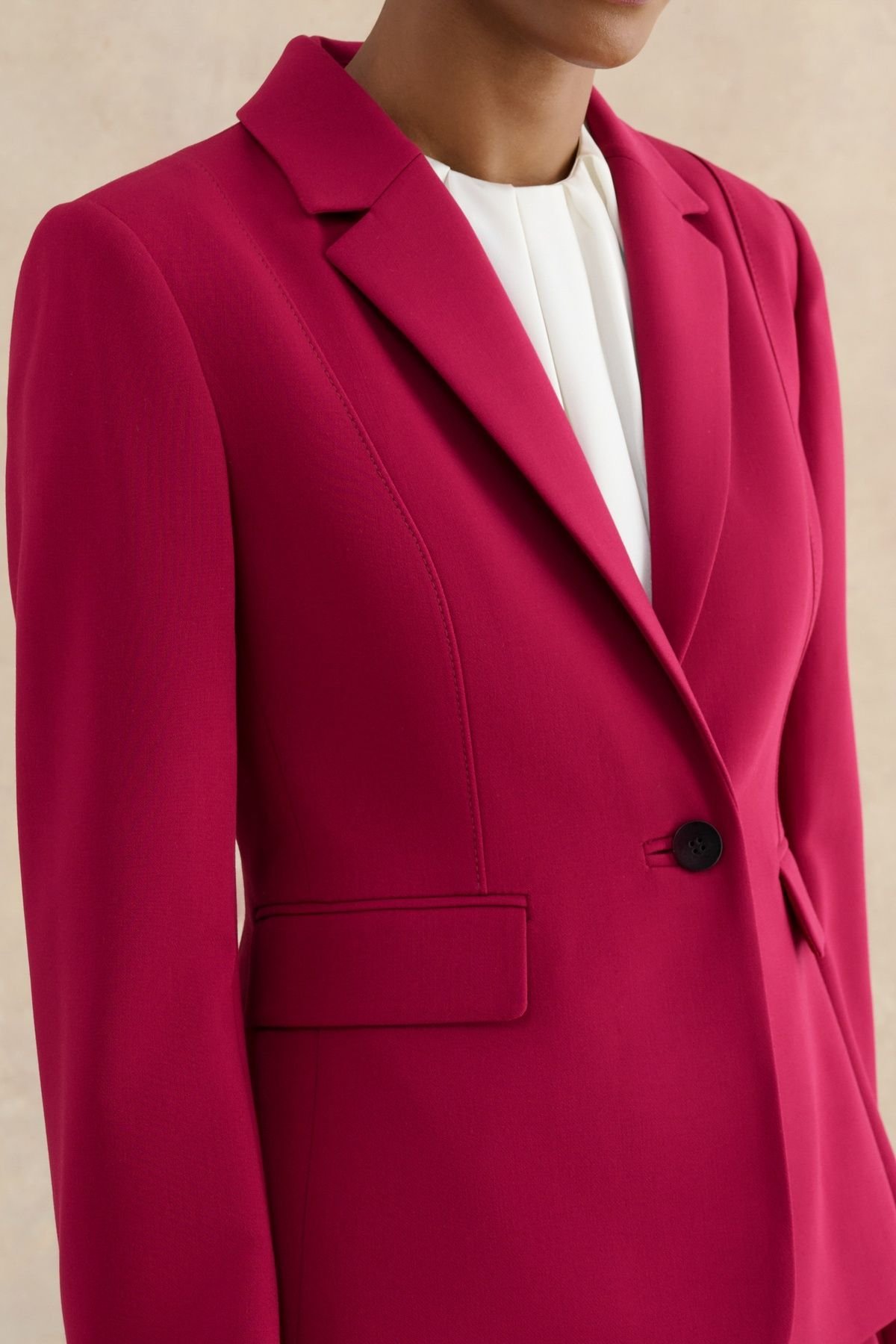 Hobbs London Hobbs London Women's Gemma Single Button Blazer in Fuchsia - 3