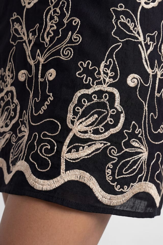 Warehouse Warehouse Women's Halter Embroidered Mini Dress in Black - 3