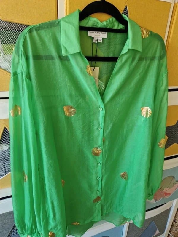 Never Fully Dressed Never fully dressed women's Green Shell Oversized Shirt size 8 (BNWT)