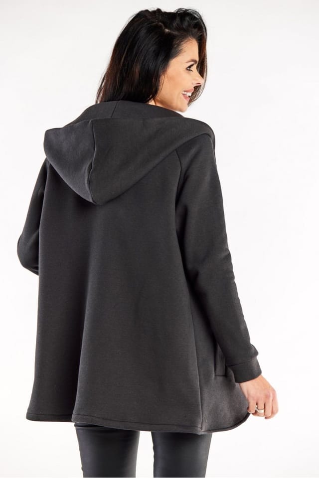 Love Lace Love Lace Women's Loose Hooded Unbuttoned Sweatshirt in Grey - 2
