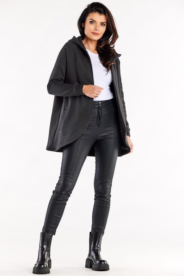 Love Lace Love Lace Women's Loose Hooded Unbuttoned Sweatshirt in Grey - 3