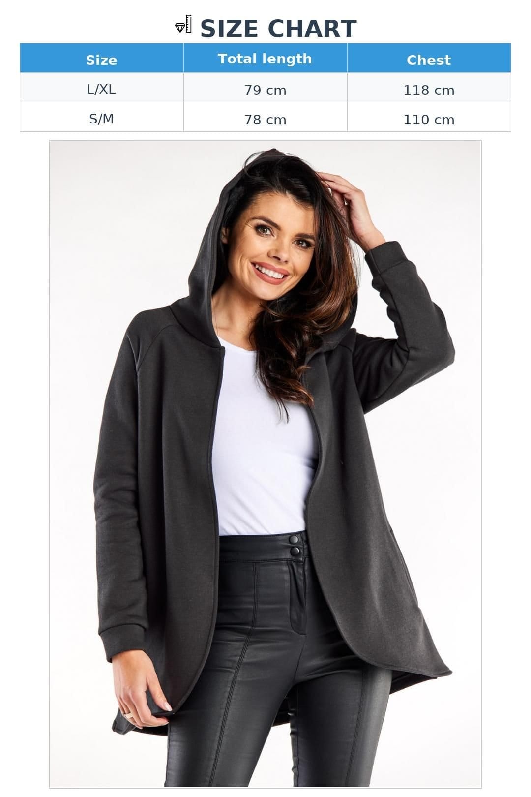 Love Lace Love Lace Women's Loose Hooded Unbuttoned Sweatshirt in Grey - 4