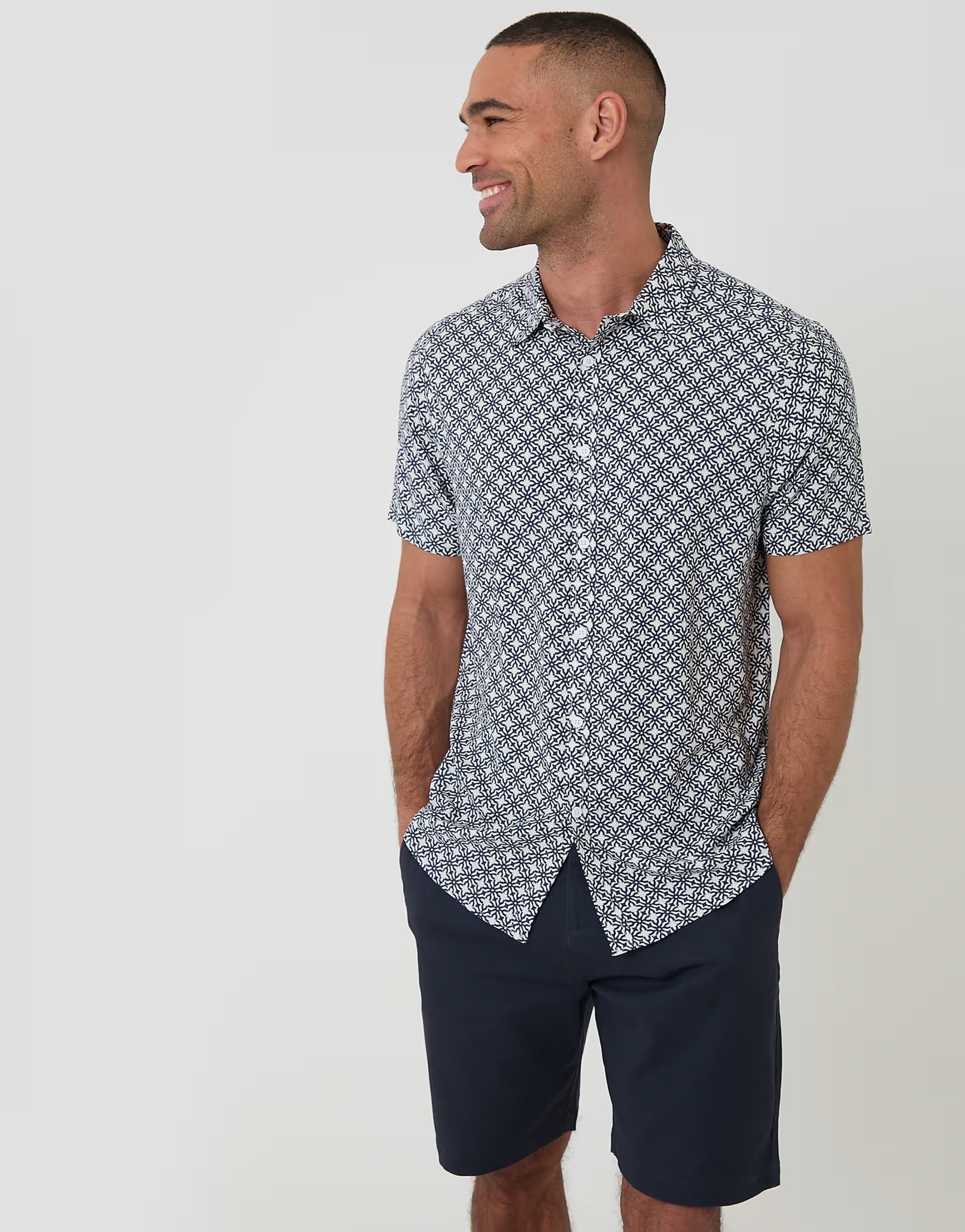 ASOS ASOS Blue Geometric Print Short Sleeve Shirt