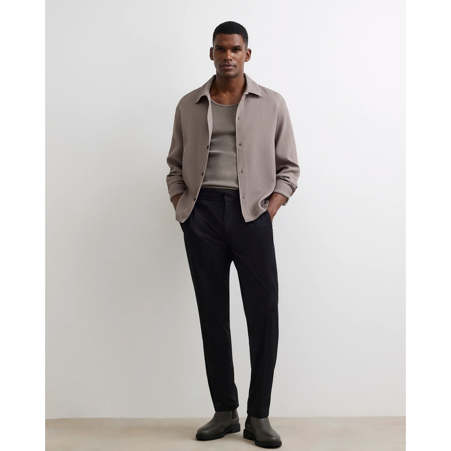 River Island Mens River Island Black Slim Fit Fine Textured Trousers