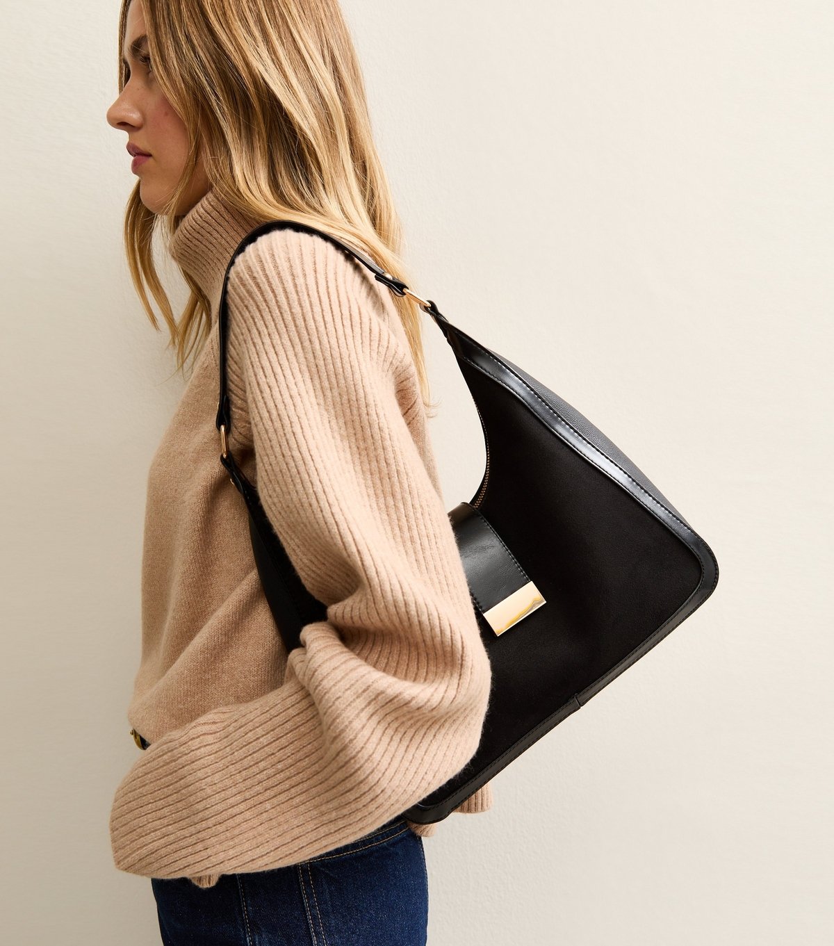 New Look Black Faux Suede Oversized Shoulder Bag New Look - 2