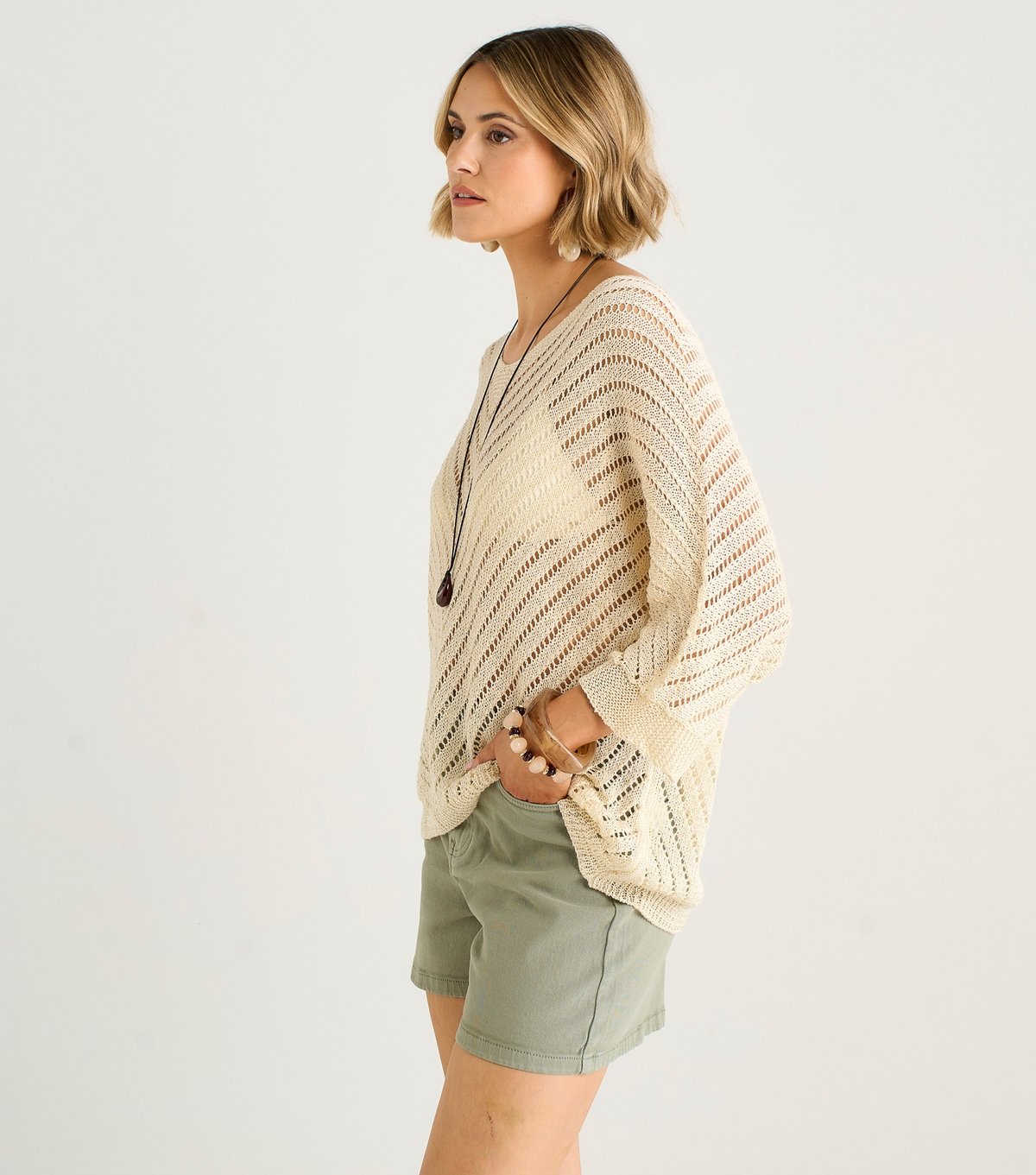 Gini London Women's Cream Crochet V-Neck Top Gini London New Look - 4