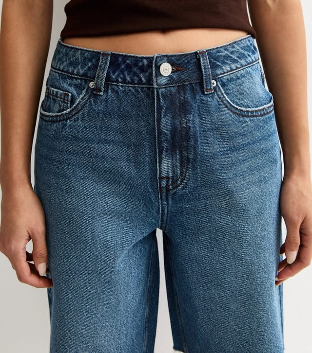New Look Women's Blue Denim Cut Off Bermuda Shorts New Look - 2