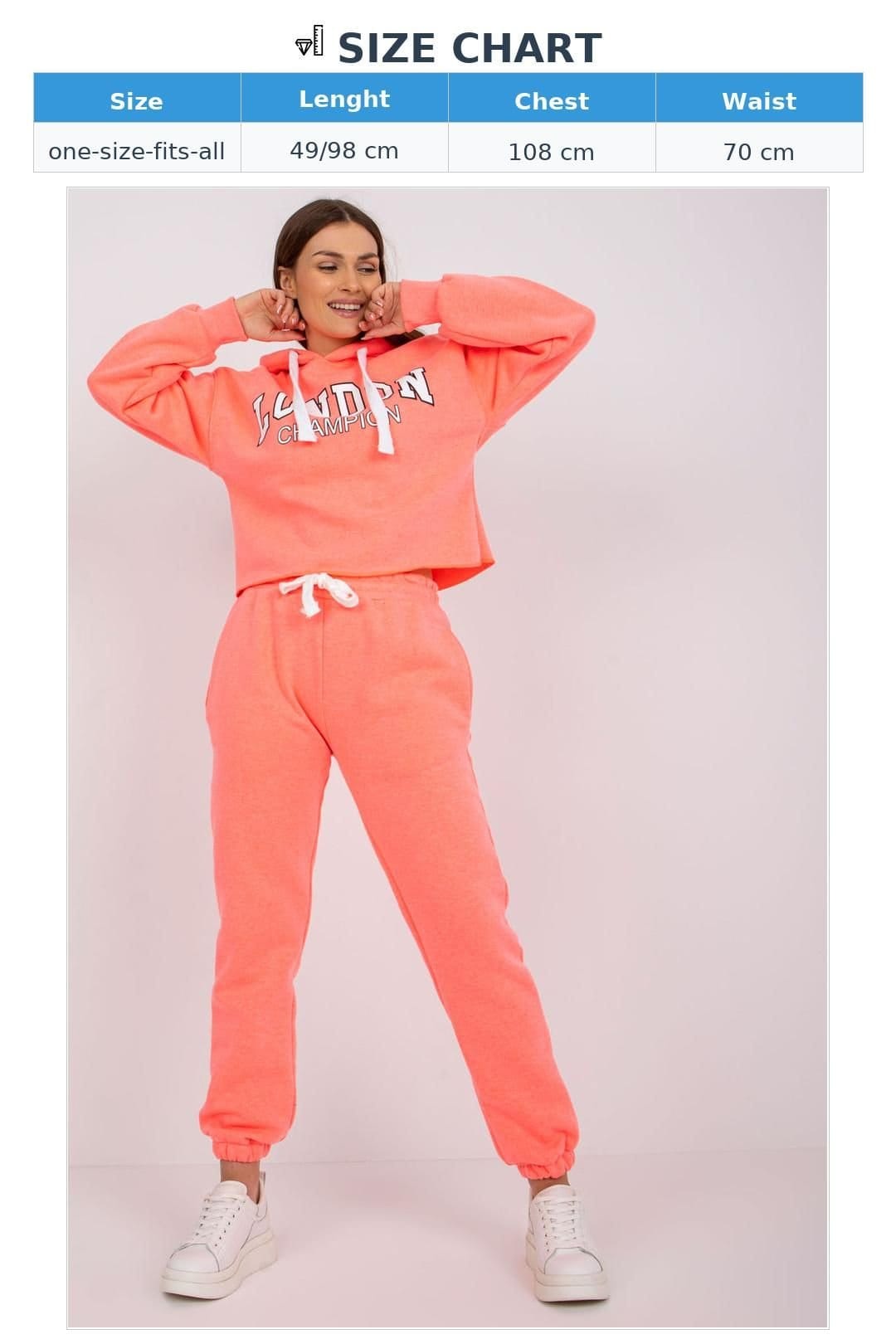Love Lace Love Lace Women's Cotton Hoodie & Jogger Tracksuit Set in Coral - 4