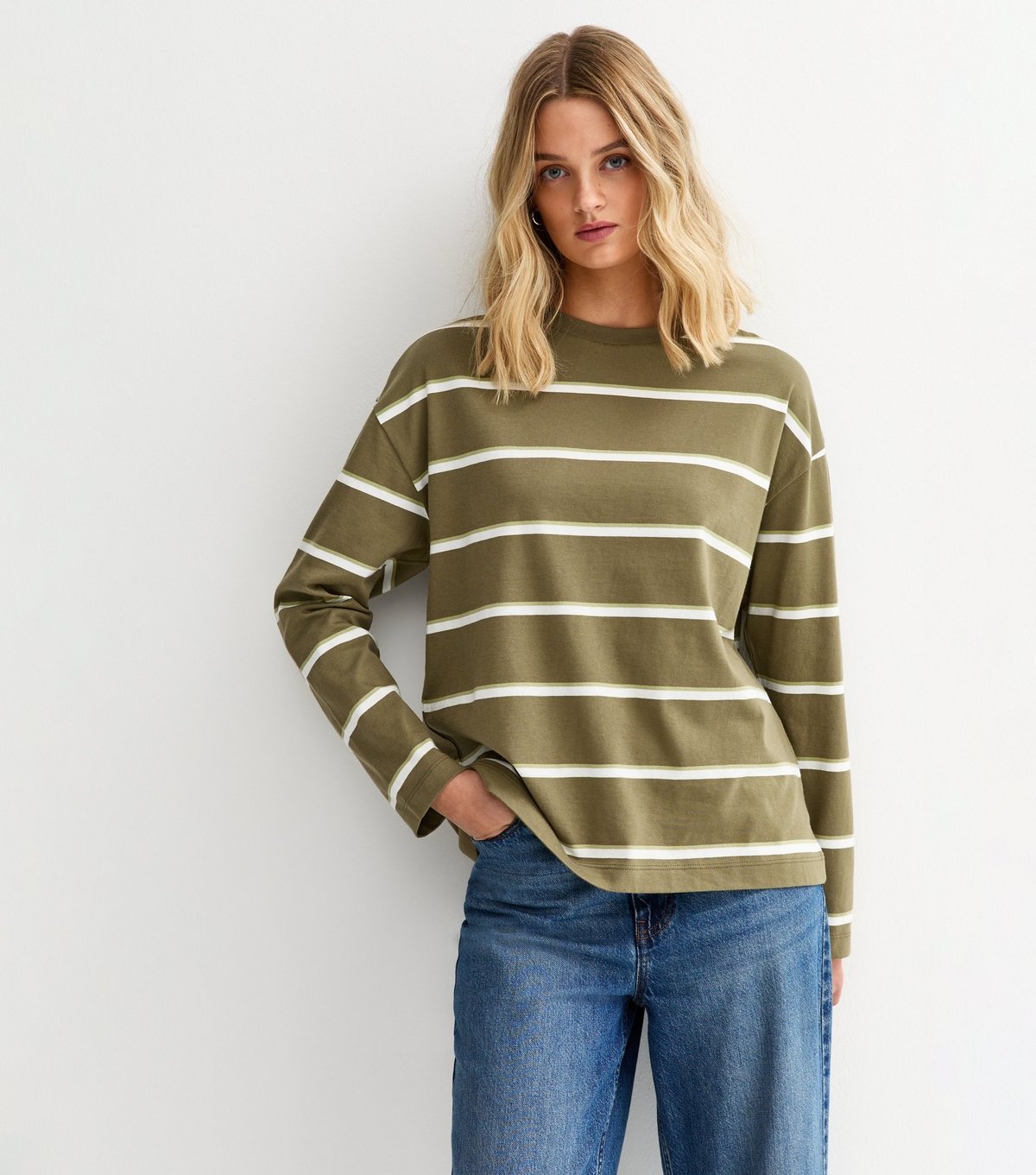 New Look Women's Green Striped Long Sleeve Top New Look - 3