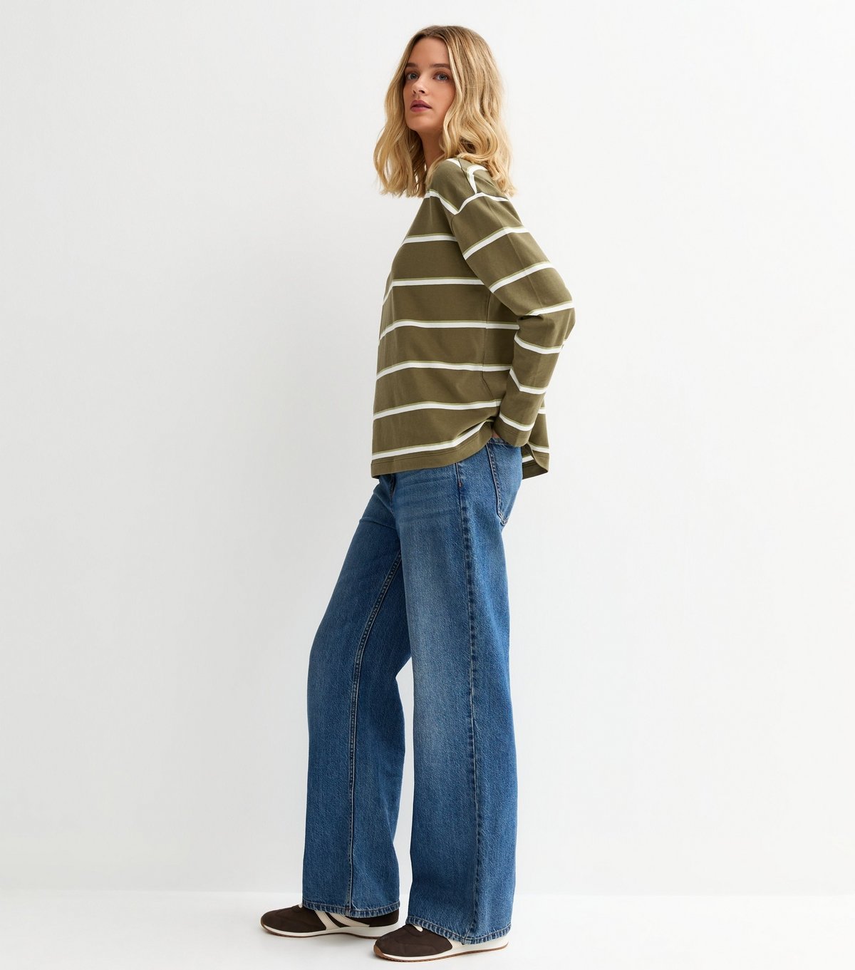 New Look Women's Green Striped Long Sleeve Top New Look - 4