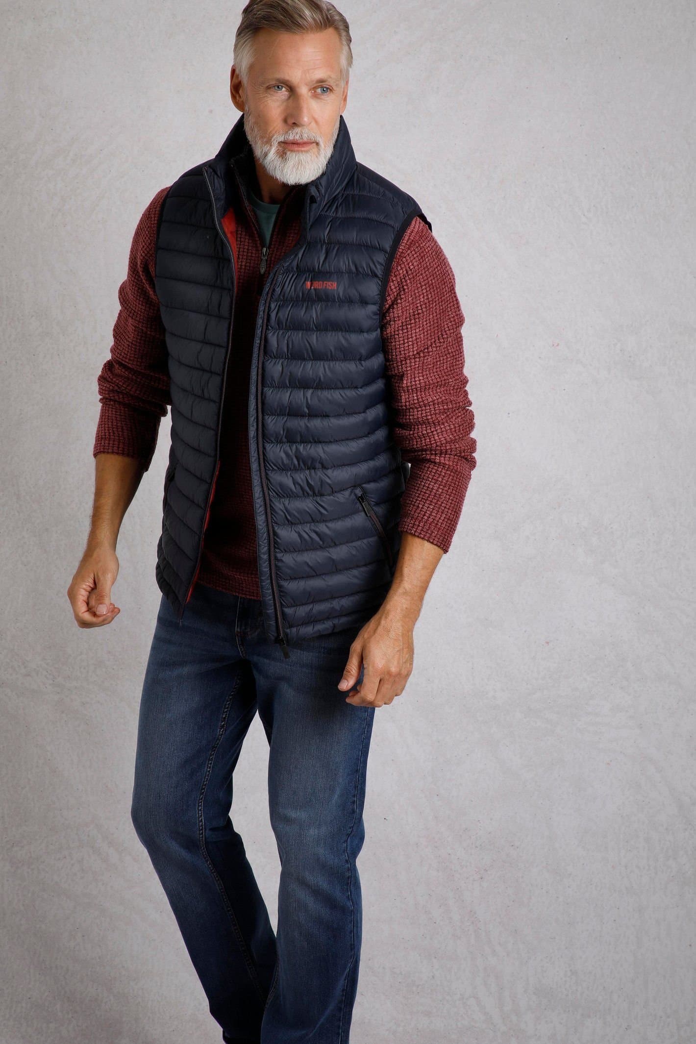 Weird Fish Weird Fish Men's Langtree Lightweight Showerproof Padded Gilet in Navy