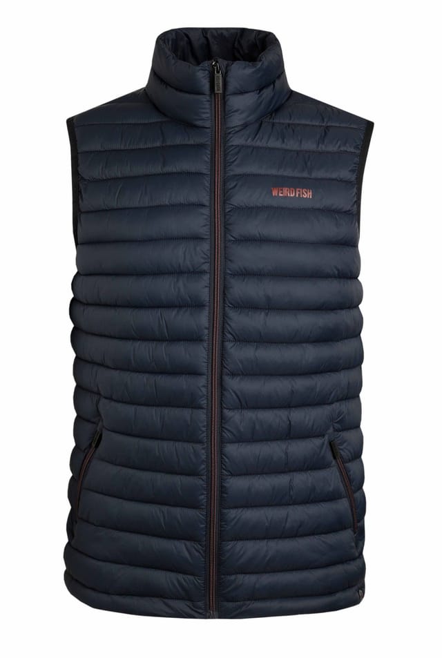 Weird Fish Weird Fish Men's Langtree Lightweight Showerproof Padded Gilet in Navy - 2