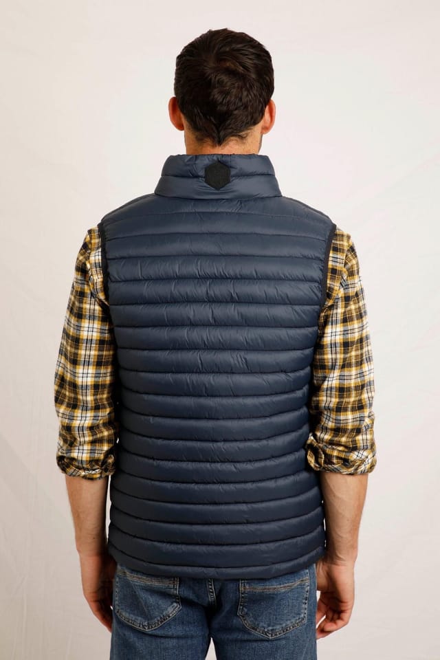 Weird Fish Weird Fish Men's Langtree Lightweight Showerproof Padded Gilet in Navy - 3