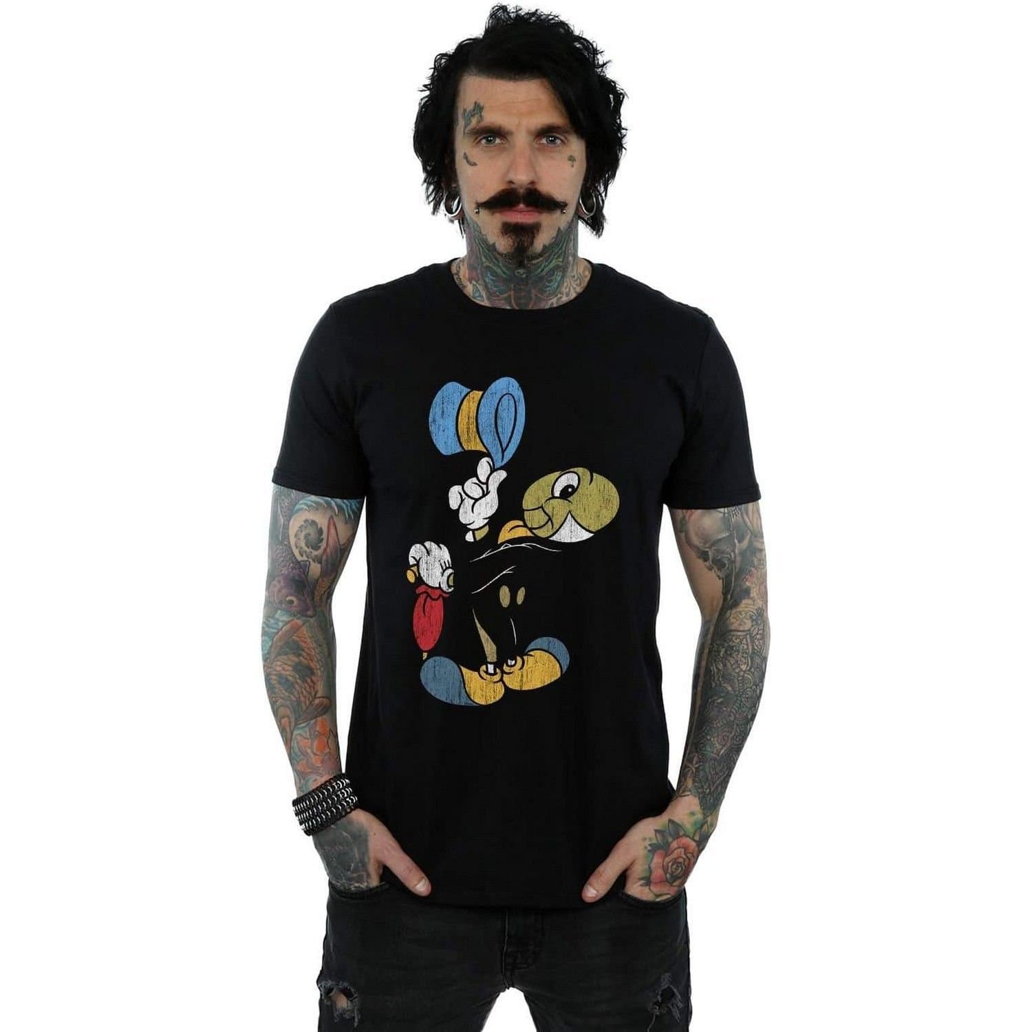Pinocchio Pinocchio Men's Jiminy Cricket Cotton T-Shirt in Black