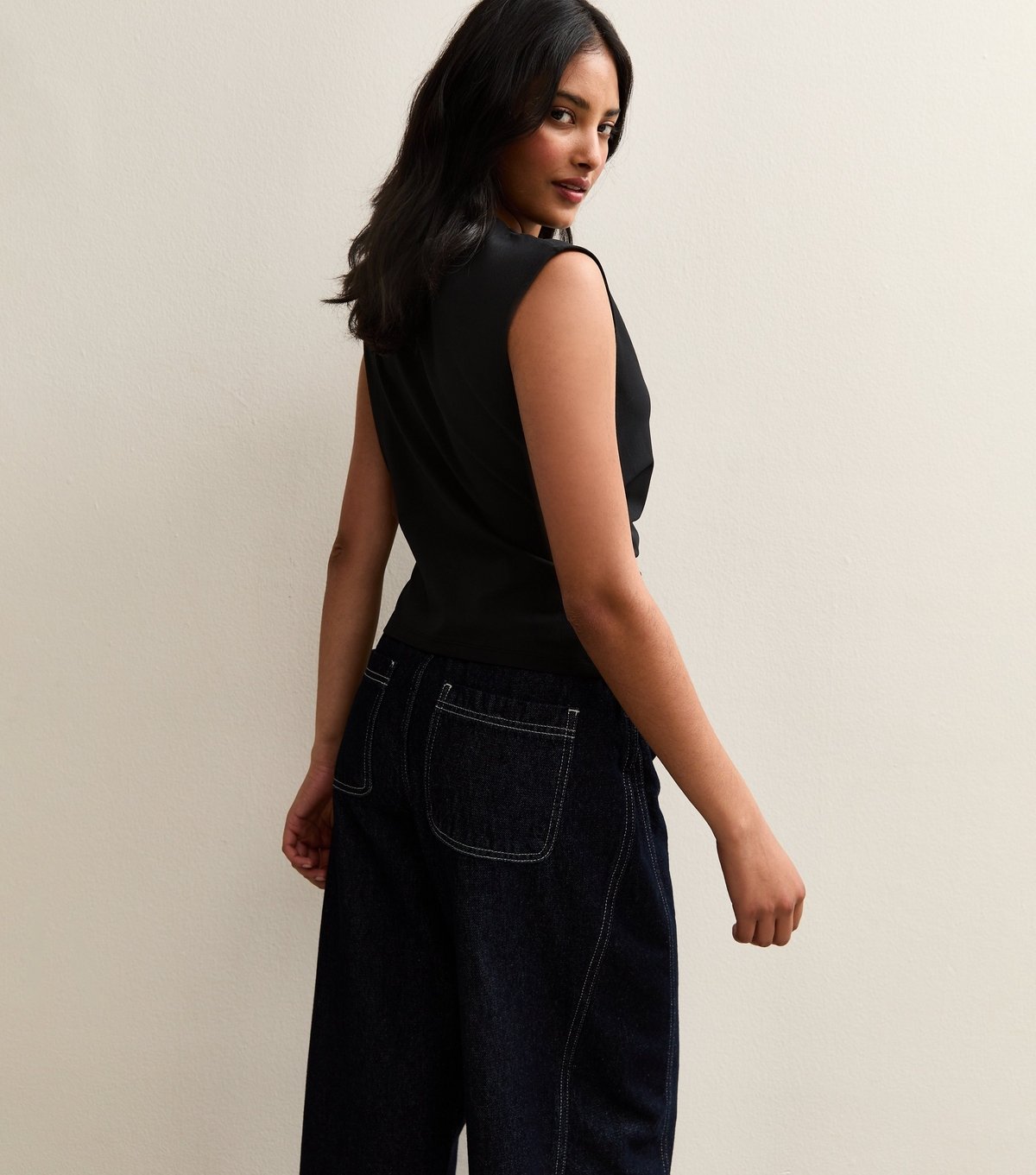 New Look Women's Black Ruched Jersey Tank Top New Look - 4