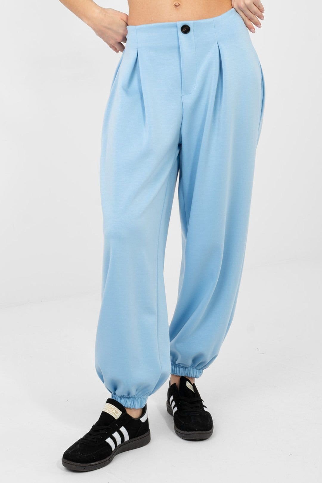 Love Lace Light Blue Viscose Elastane Casual Jogger