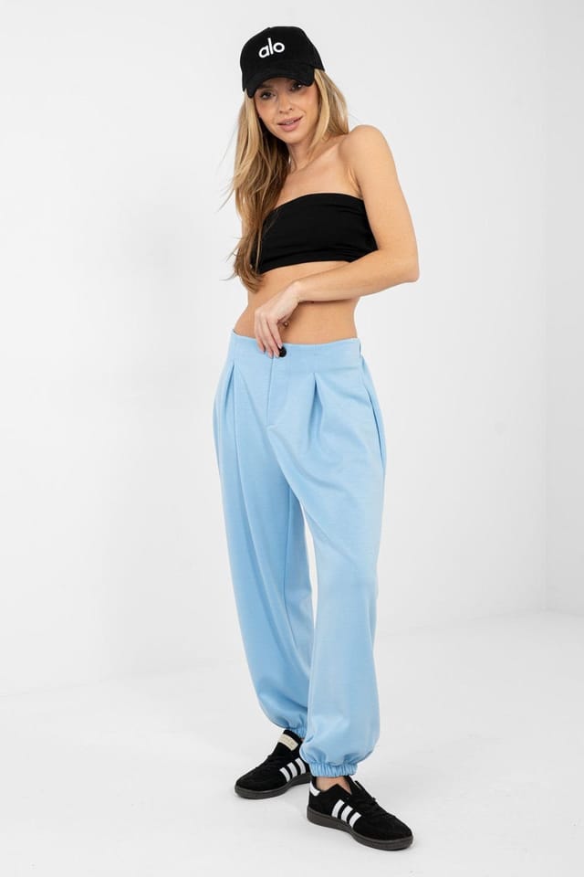 Love Lace Love Lace Women's Viscose Elastane Casual Jogger in Light Blue - 2