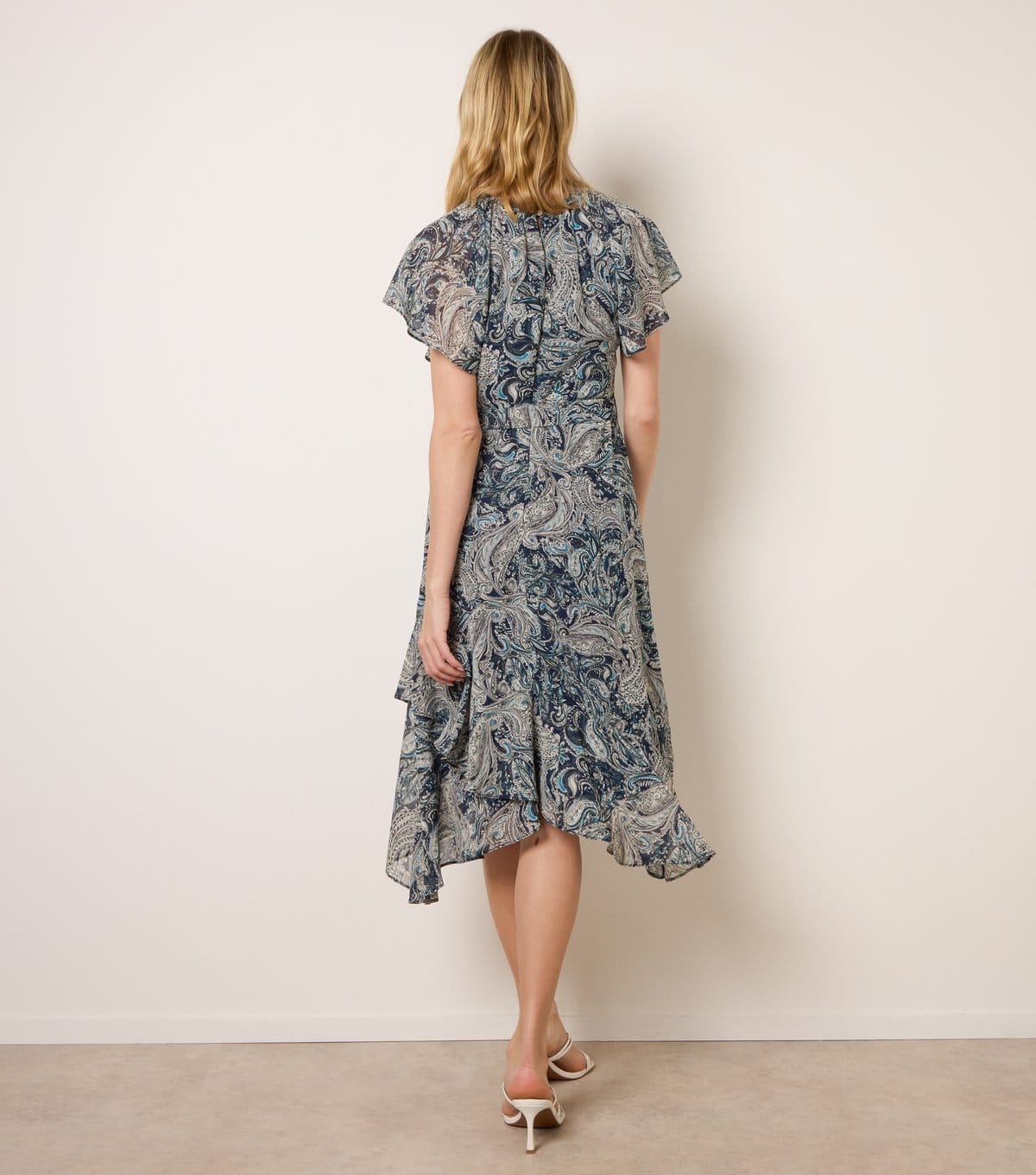 Blue Vanilla Women's Navy Paisley Asymmetric Midi Dress Blue Vanilla New Look - 4