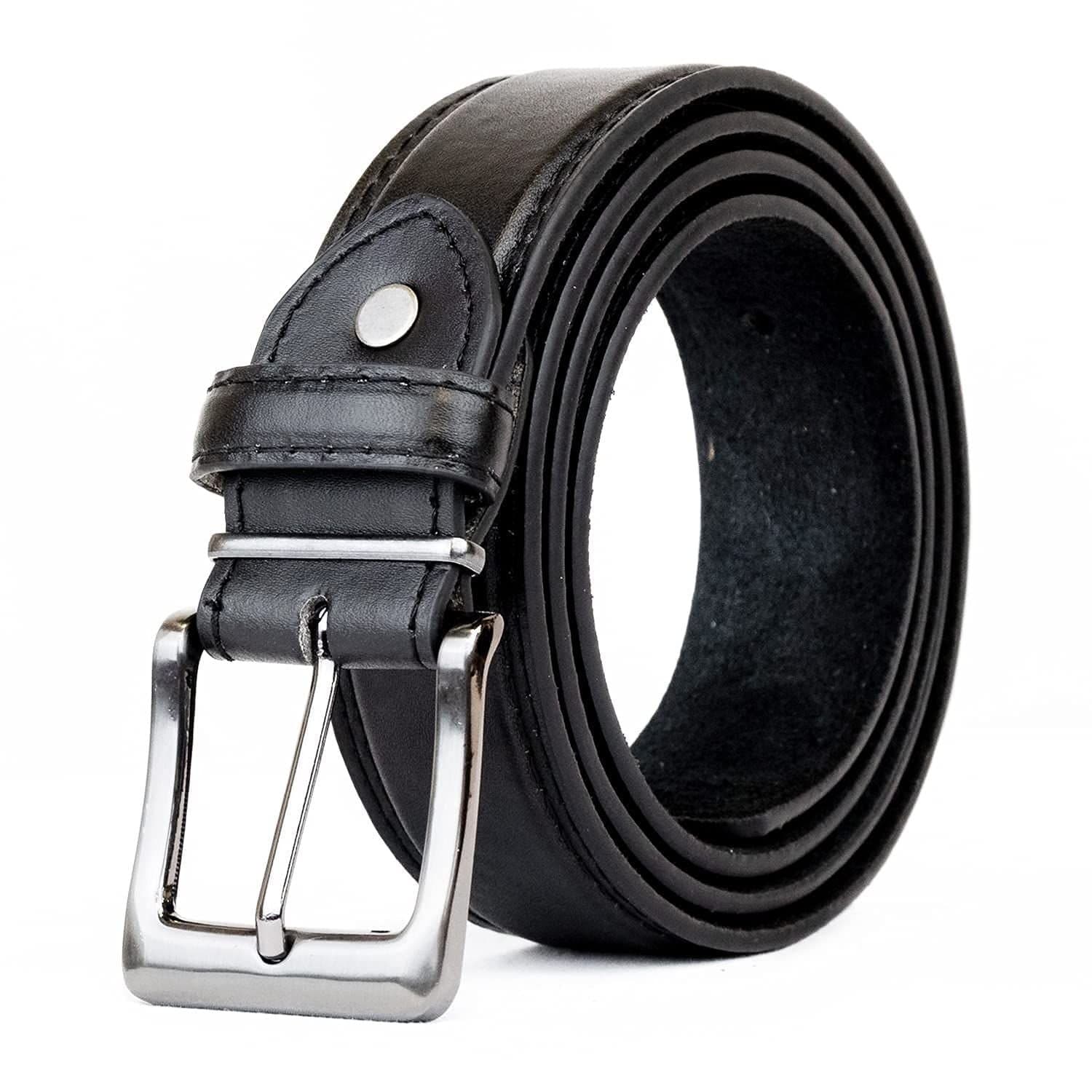 Woodland Leathers Woodland Leathers Men's Men's Double Stitched 1.25″ Leather Lined Belt in Black