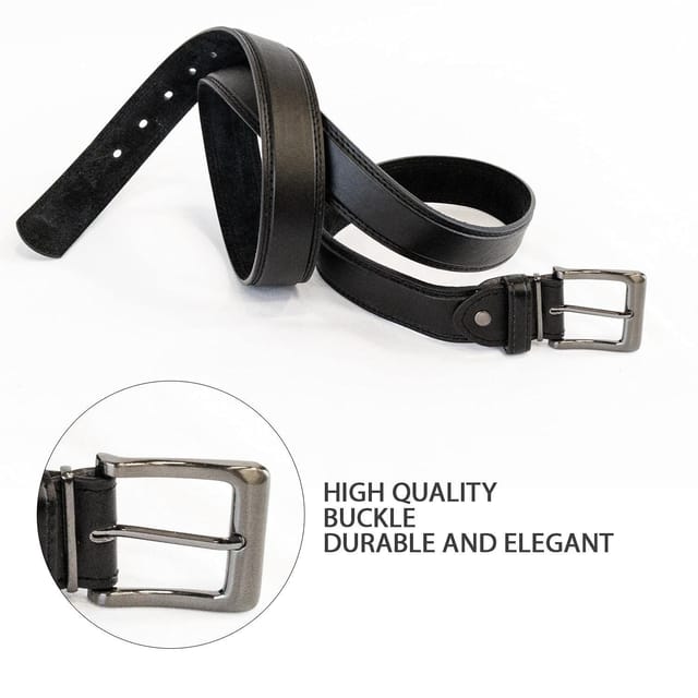 Woodland Leathers Woodland Leathers Men's Men's Double Stitched 1.25″ Leather Lined Belt in Black - 3