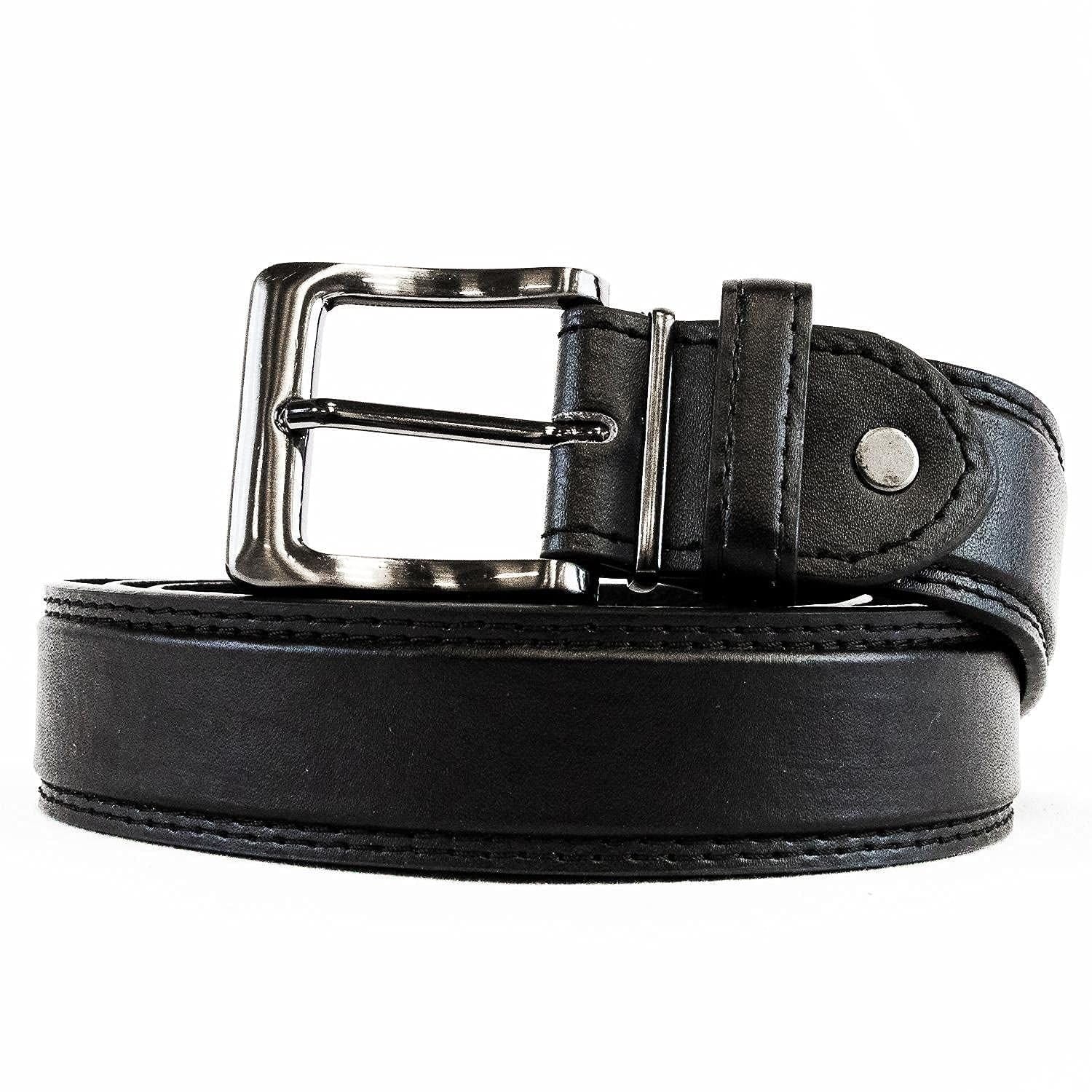 Woodland Leathers Woodland Leathers Men's Men's Double Stitched 1.25″ Leather Lined Belt in Black - 4