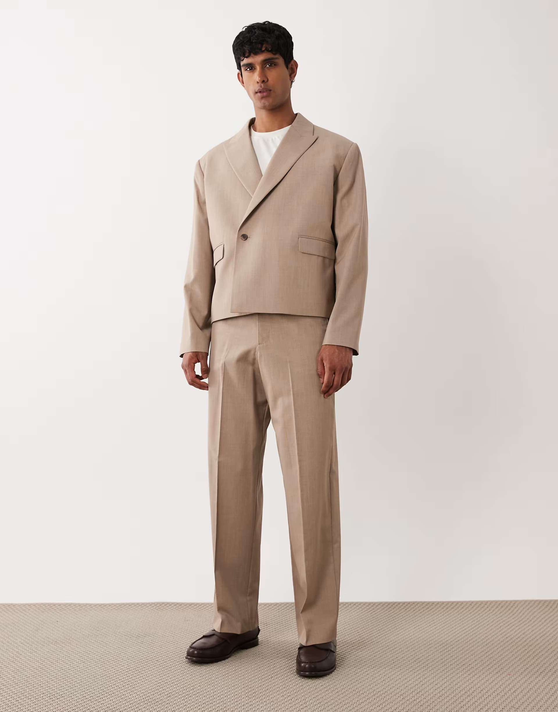 ASOS ASOS DESIGN wide suit trouser in camel