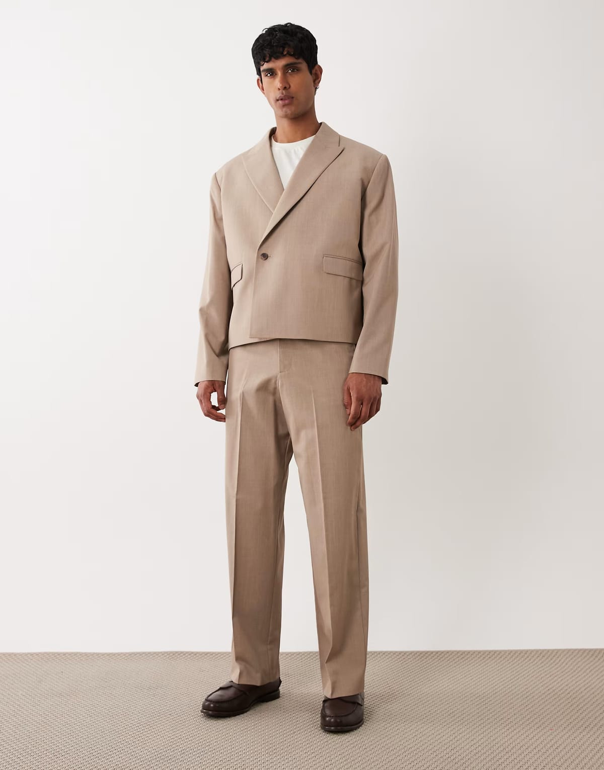 ASOS ASOS DESIGN wide suit trouser in camel - 1
