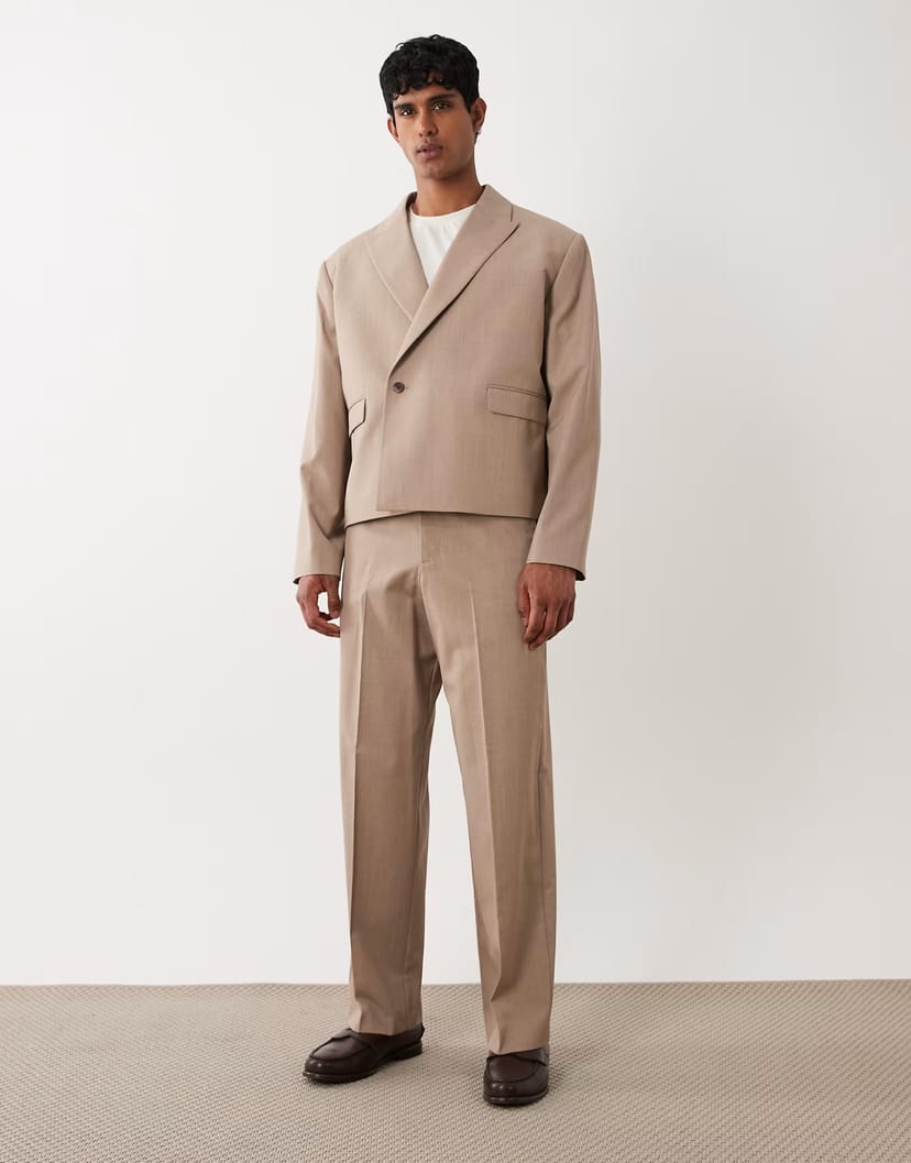 ASOS ASOS DESIGN wide suit trouser in camel - 1