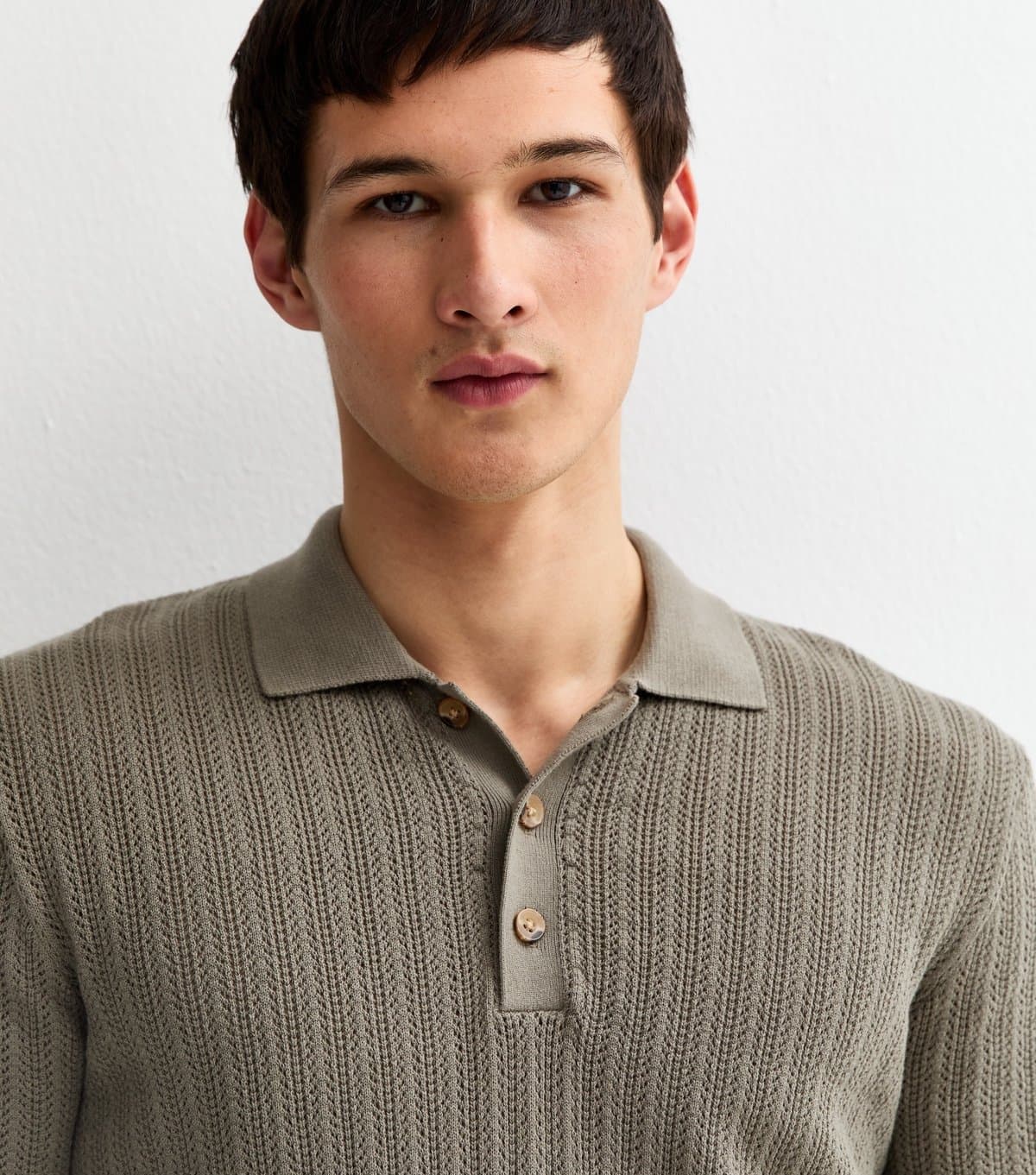 Only and Sons Men's Brown Open Knit Polo Shirt Only and Sons New Look