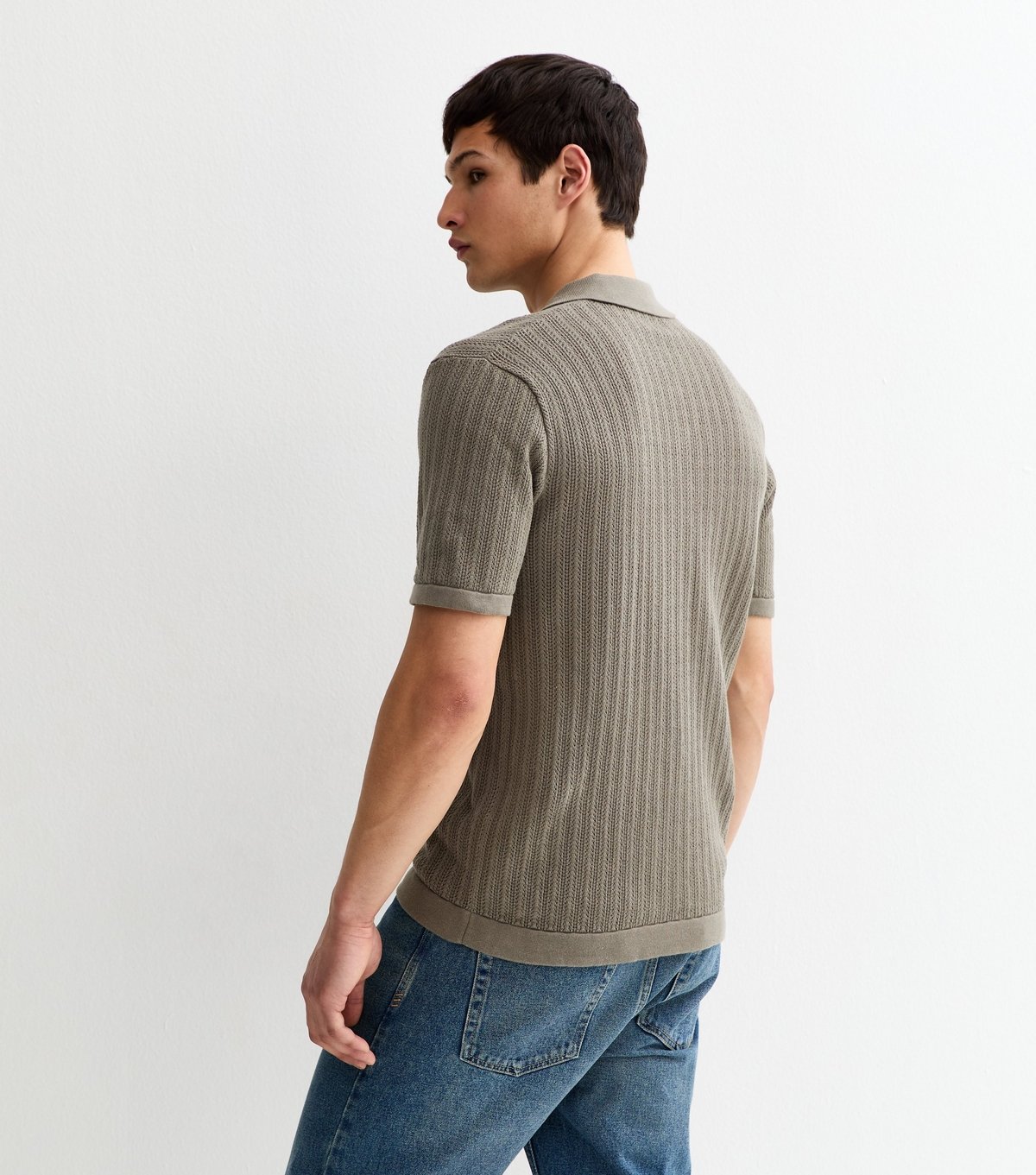 Only and Sons Men's Brown Open Knit Polo Shirt Only and Sons New Look - 4